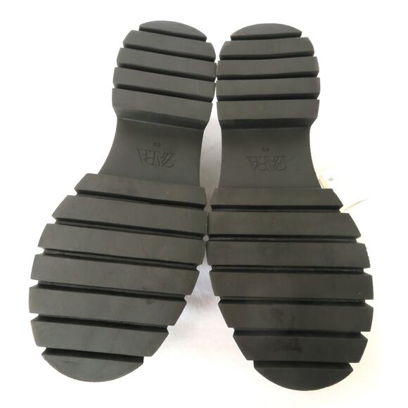 New ZARA Women's Black Chunky Lug Sole Loafers w/ Gold Ring Detail Sz 9 EU 40 - Picture 8 of 9